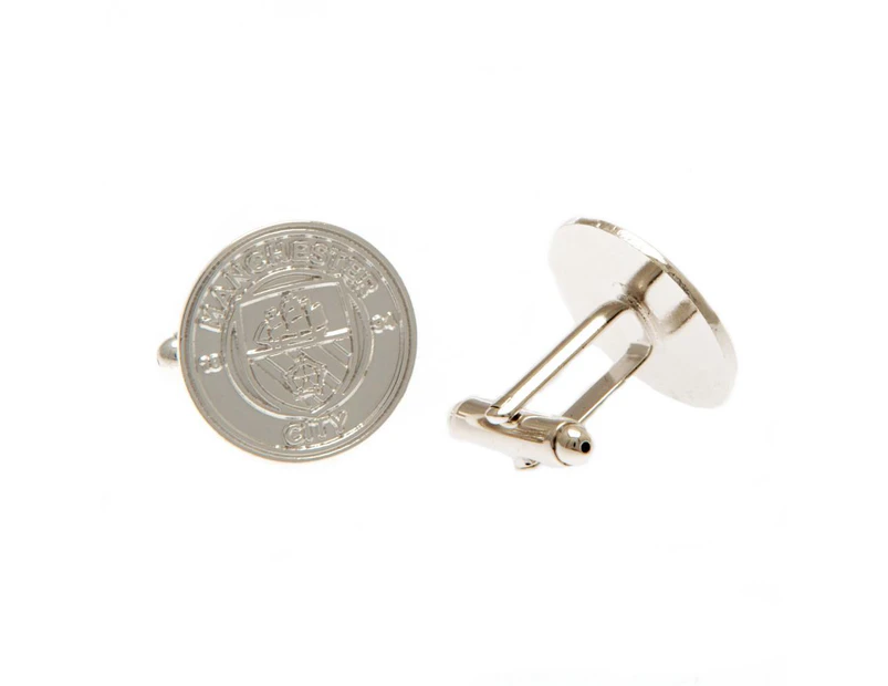 Manchester City FC Silver Plated Crest Cufflinks (Silver) - TA2529