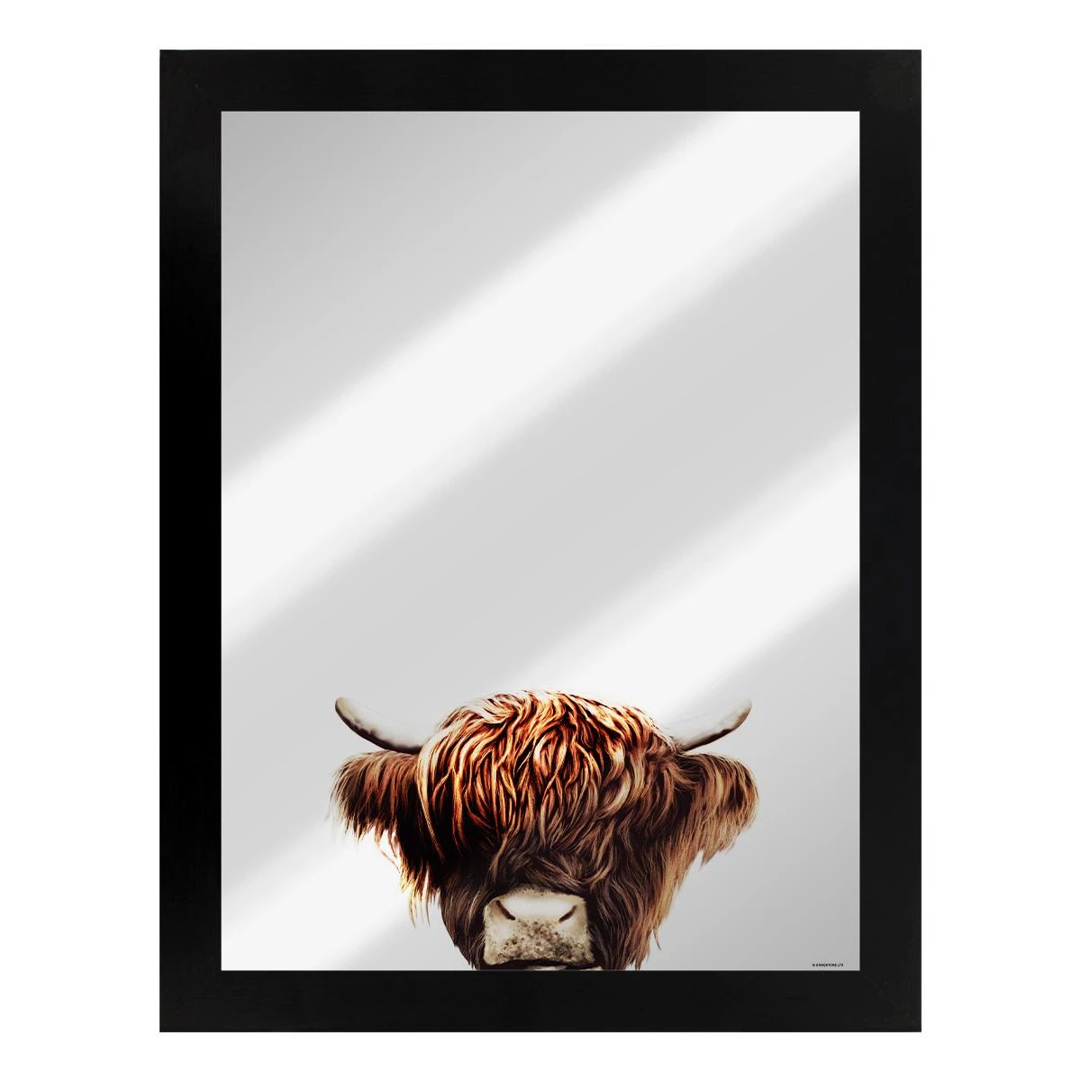 Inquisitive Creatures Highland Cow Mirrored Plaque (Black/Silver) - GR2080