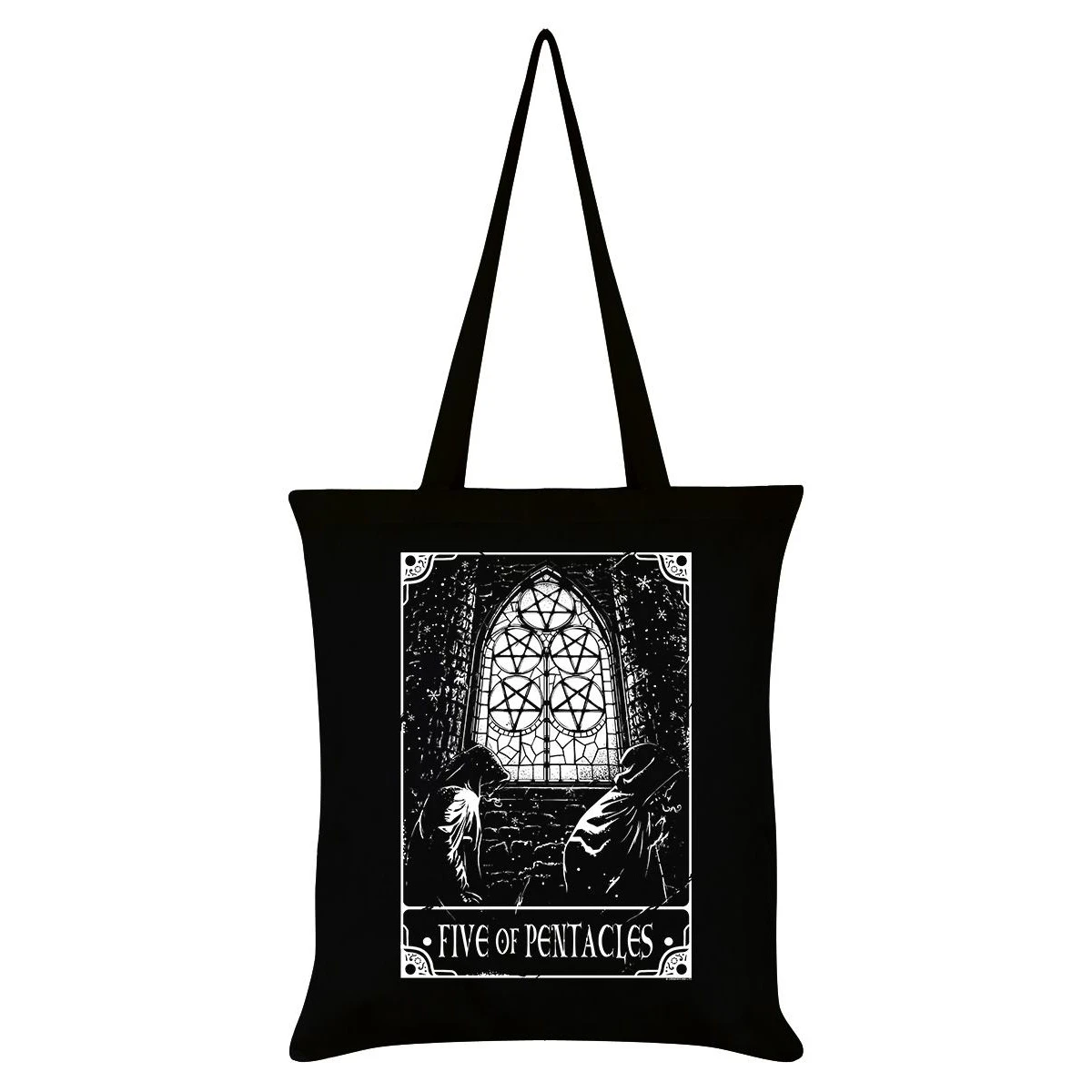 Deadly Tarot Five Of Pentacles Tote Bag (Black) - GR3137