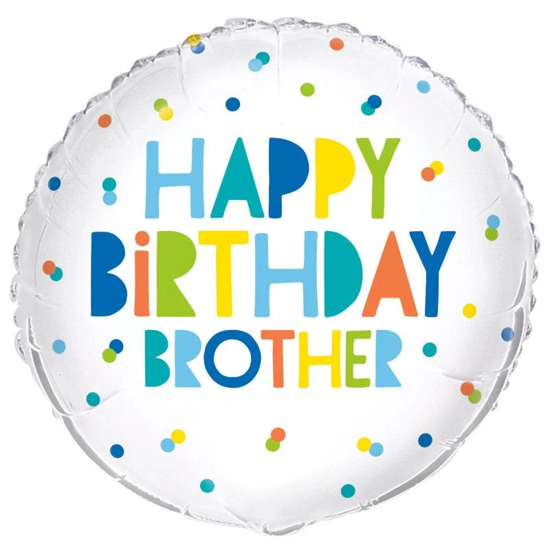 Unique Party Brother Round Happy Birthday Foil Balloon (White/Blue/Yellow) - SG22542