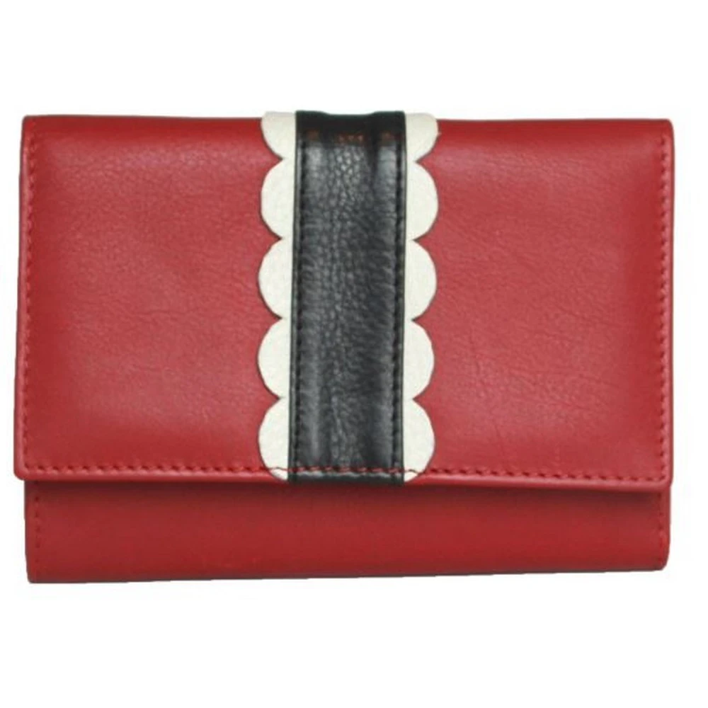 Eastern Counties Leather Womens Melanie Purse With Scalloped Detail Panel (Red/Black) - EL324