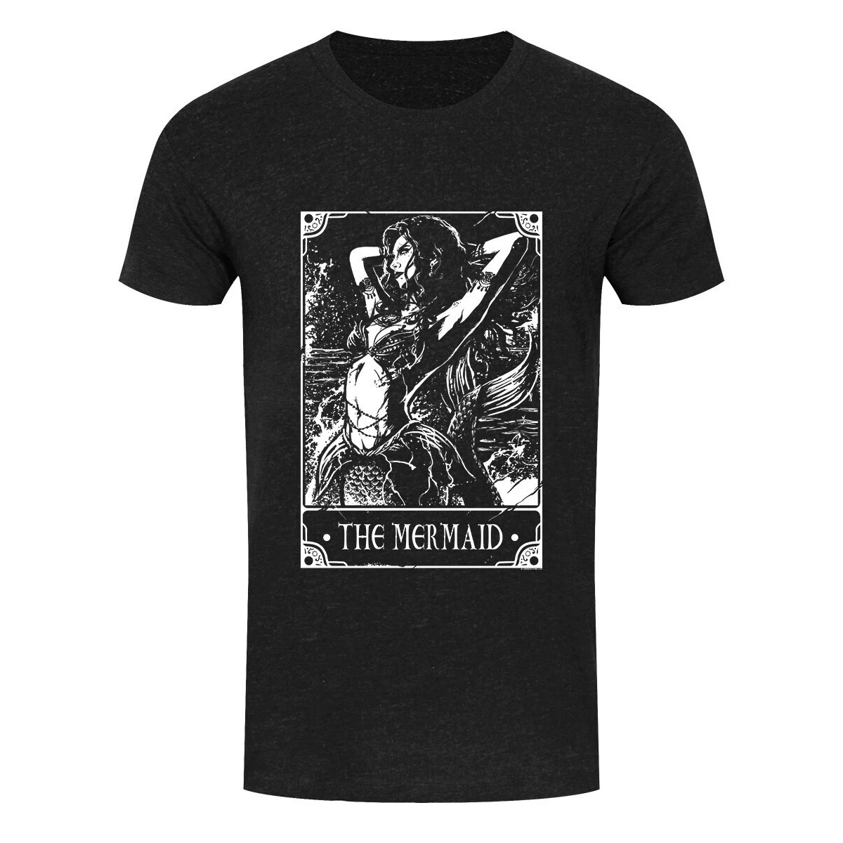 Deadly Tarot Mens The Mermaid Heather T-Shirt (Black/White) - GR5734