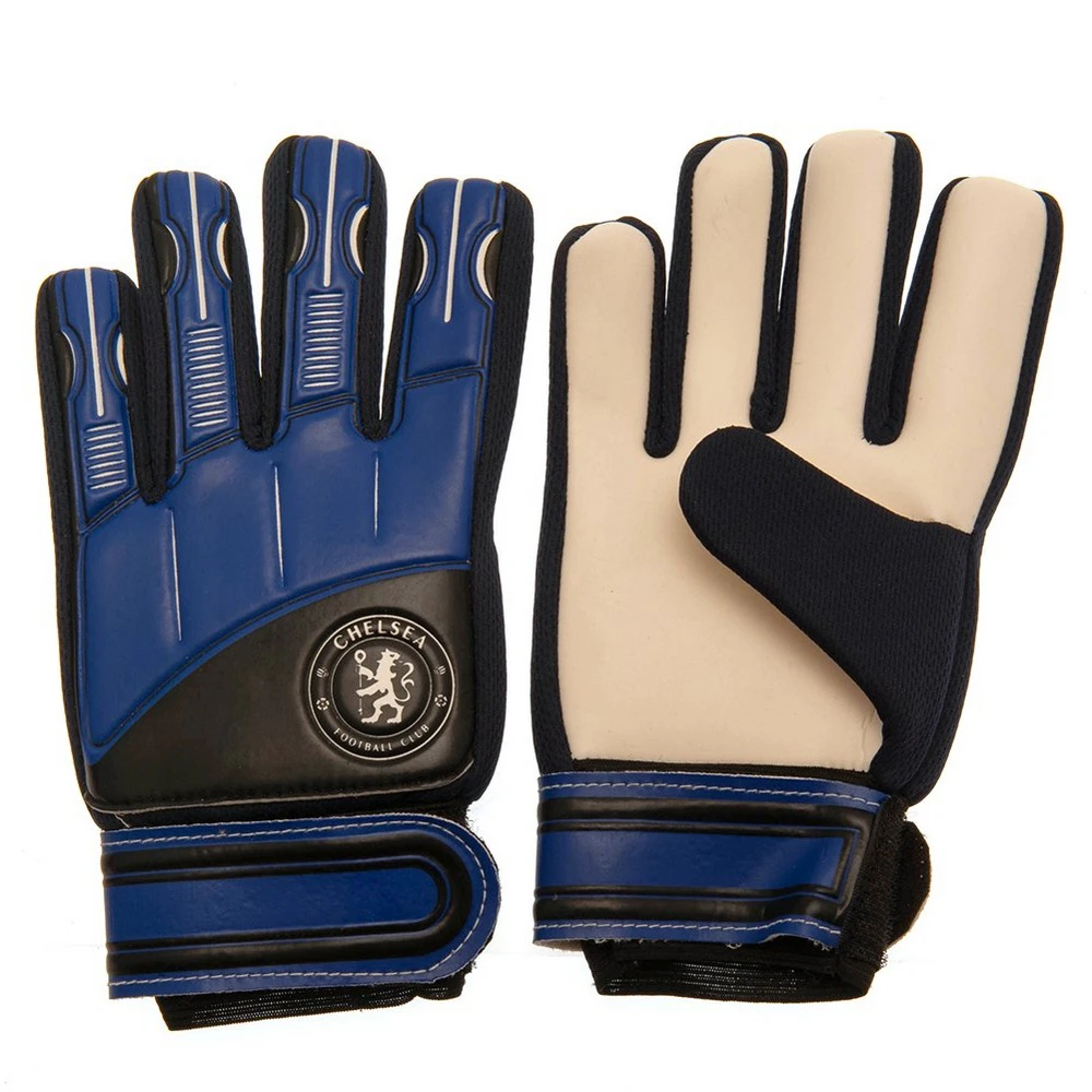 Chelsea FC Childrens/Kids Goalkeeper Gloves (Black/Blue) - SG22538