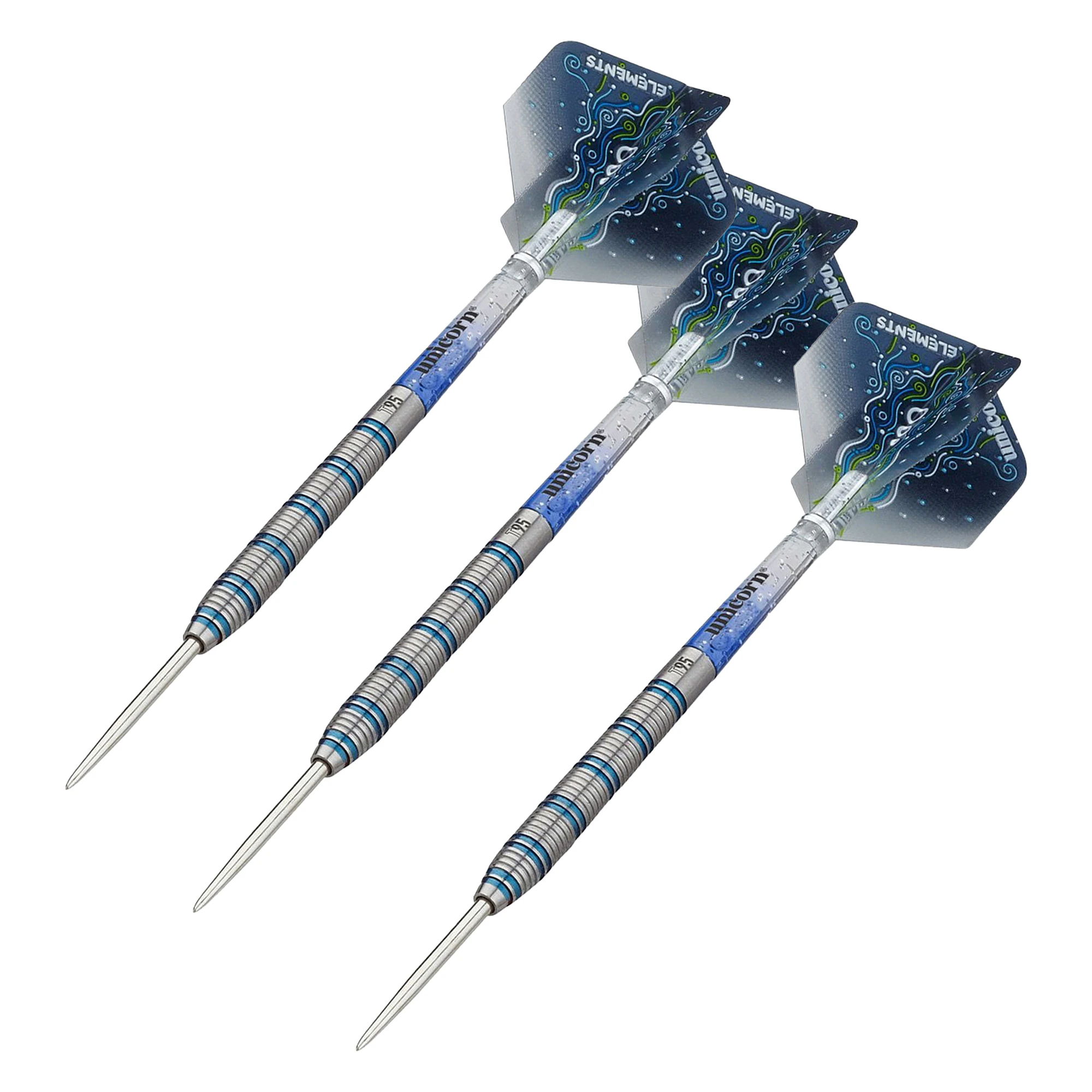 Unicorn T95 Core XL Tungsten Darts Set (Pack of 3) (Grey/Blue/White) - CS157