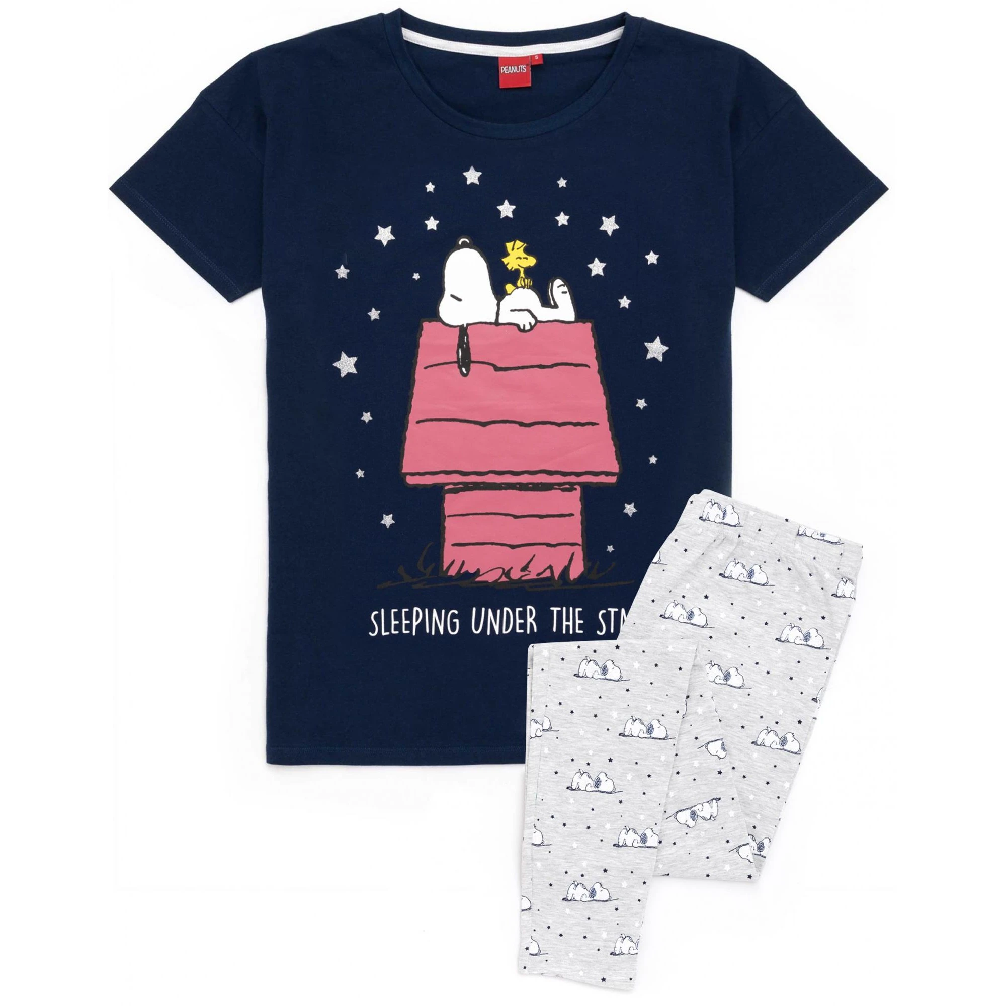 Peanuts Womens Snoopy Long Pyjama Set (Navy/Grey) - NS6532