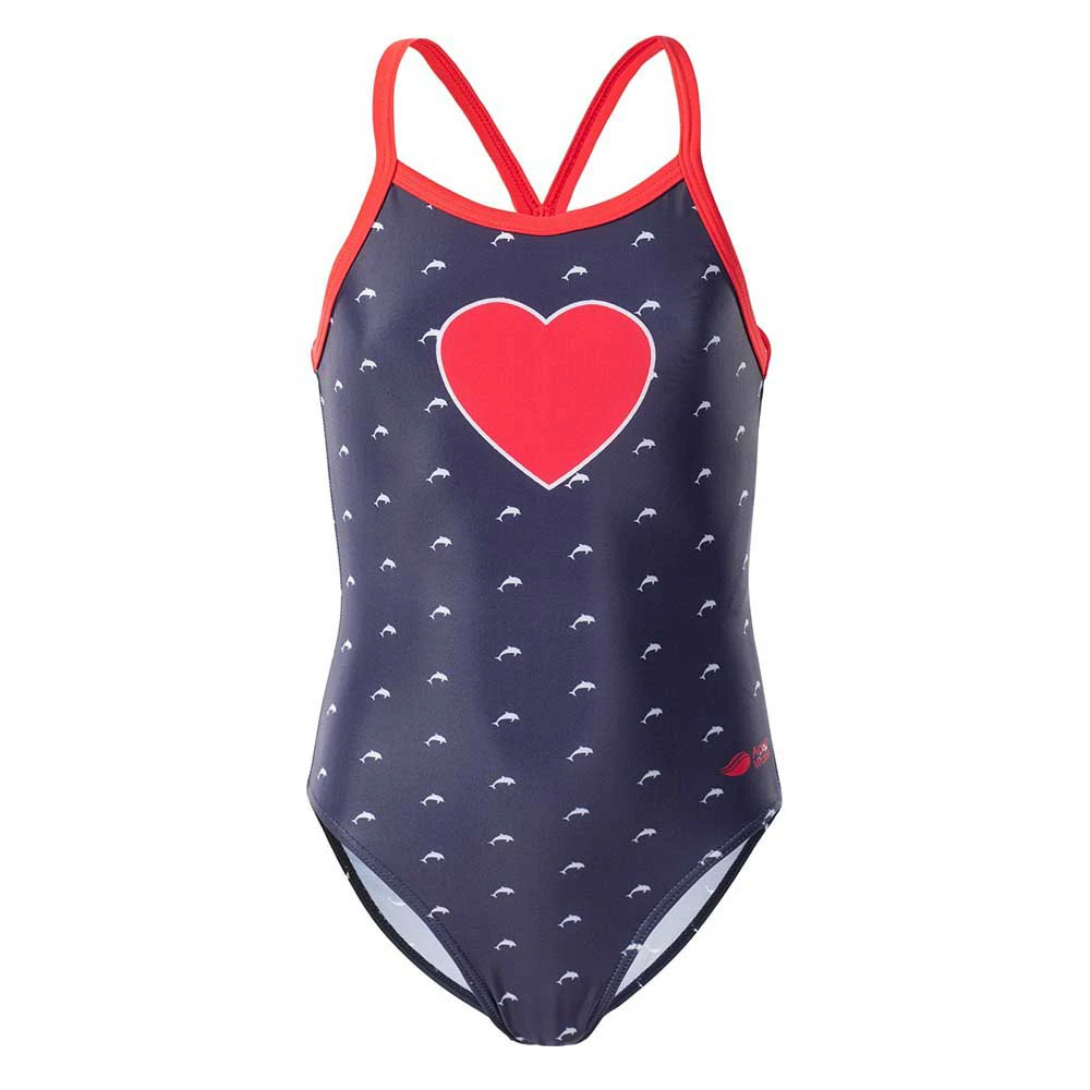 Aquawave Girls Triangulo Dolphin One Piece Swimsuit (Blue/Red/White) - IG1105