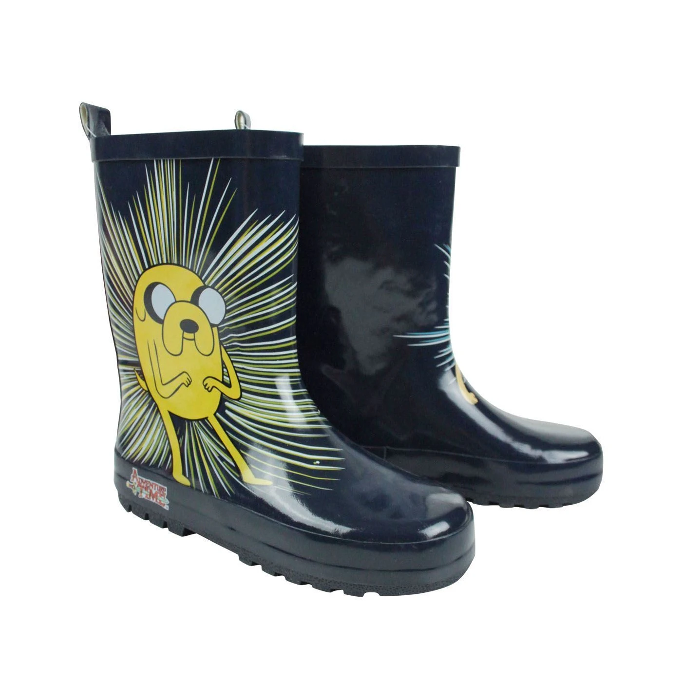 Adventure Time Boys Jake And Finn Rubber Wellington Boots (Navy/Yellow) - NS6162