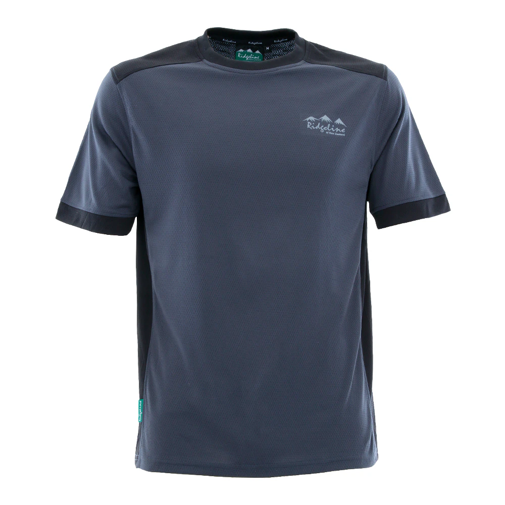 Ridgeline Breeze Mens T-Shirt Charcoal/Black XS - Black