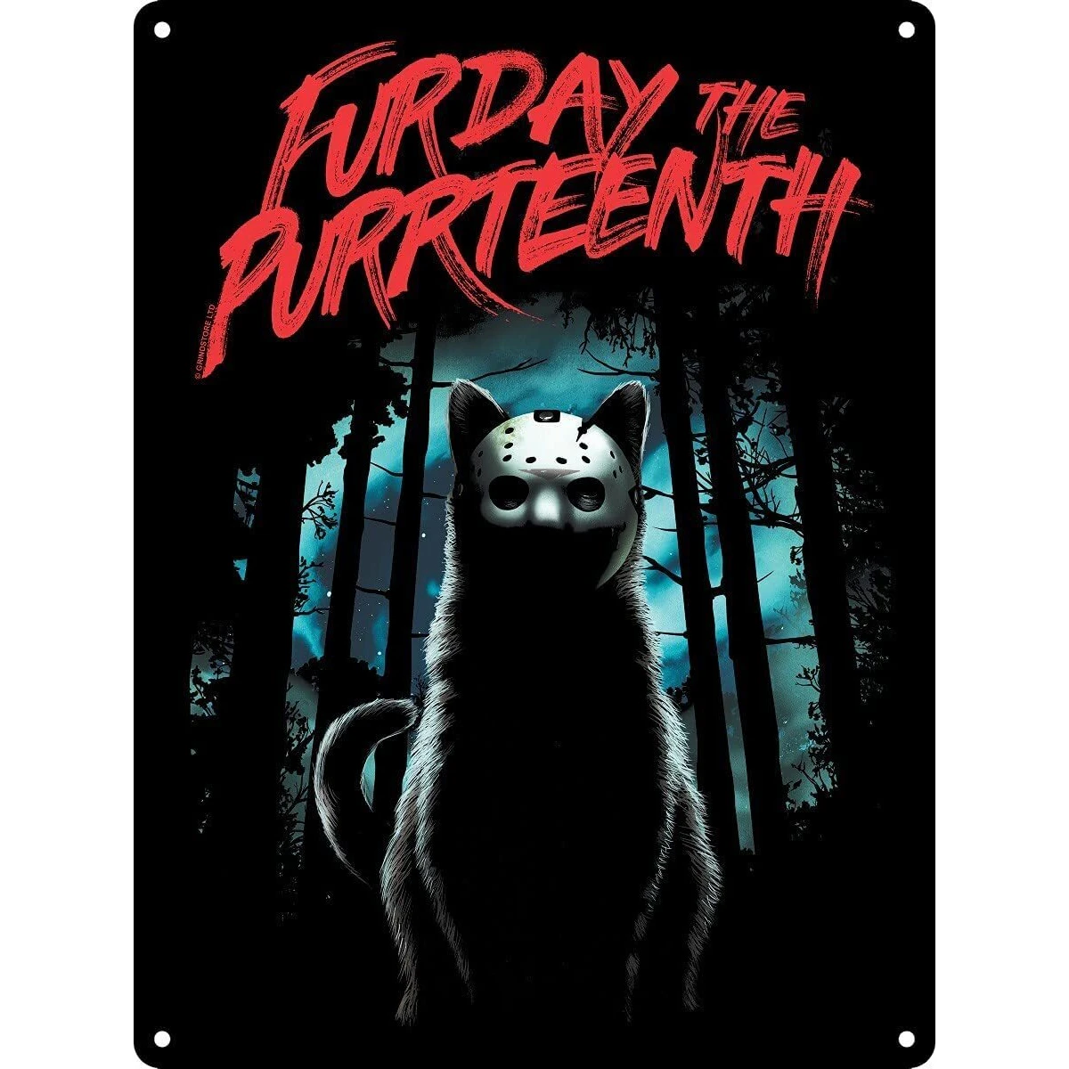 Grindstore Furday The Purrteenth Plaque (Black/Blue/Red) - GR5912