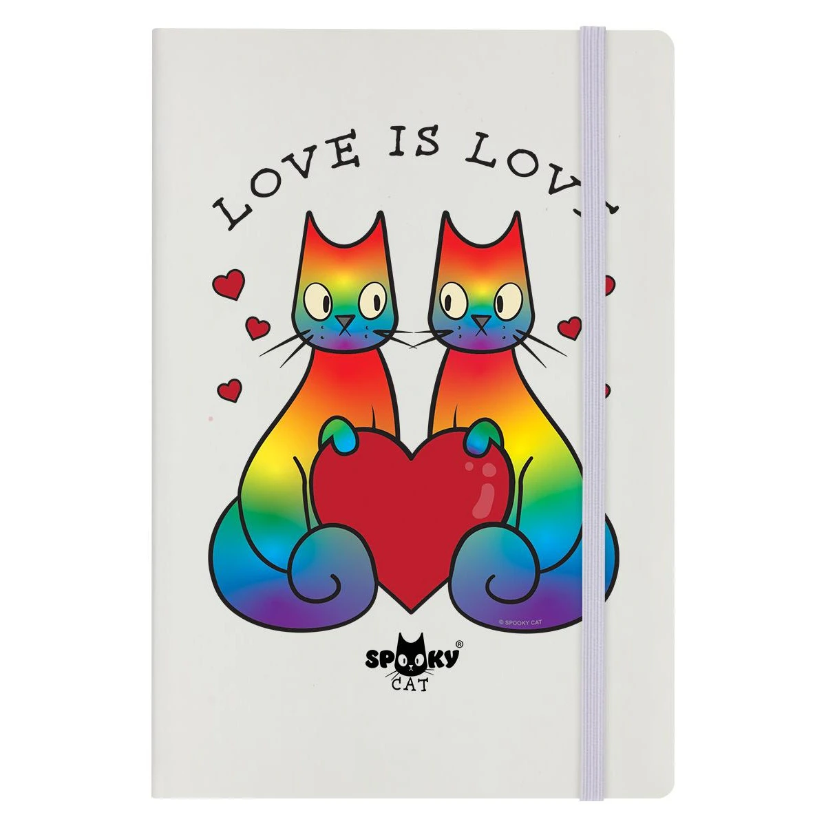 Spooky Cat Love Is Love Hard Cover A5 Notebook (Cream) - GR7350