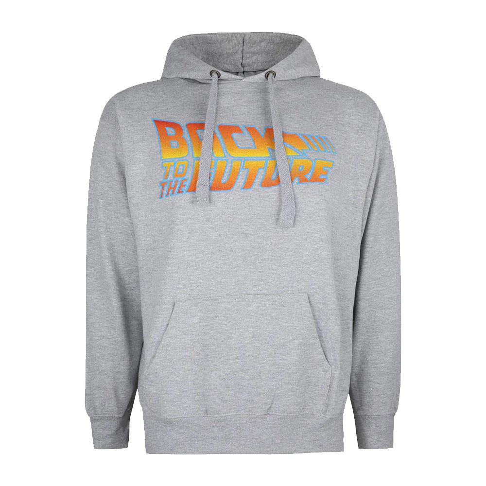 Back To The Future Mens Logo Hoodie (Grey) - TV1055