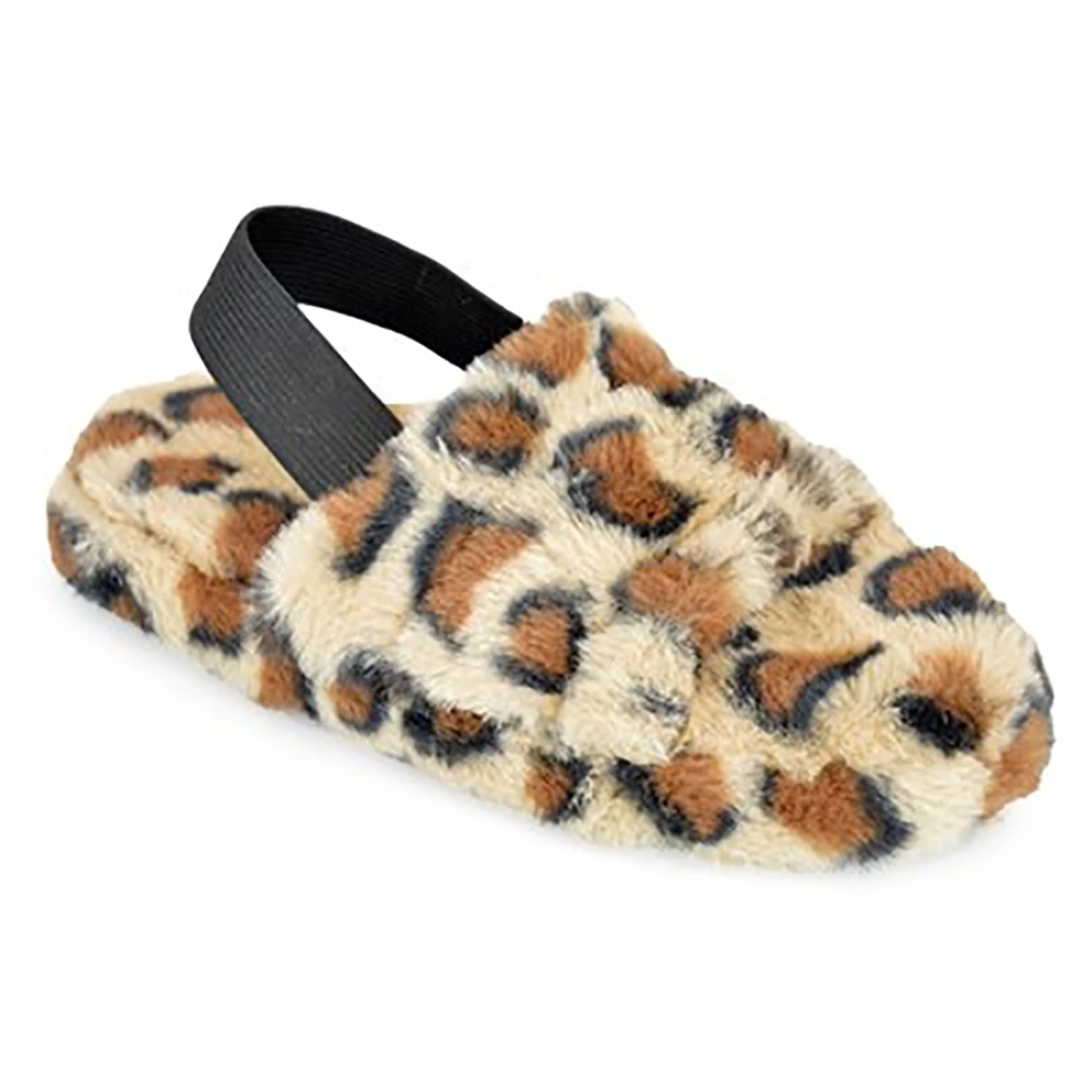 Slumberzzz Childrens/Kids Leopard Quilted Backstrap Mule Slippers (Brown) - UT1166