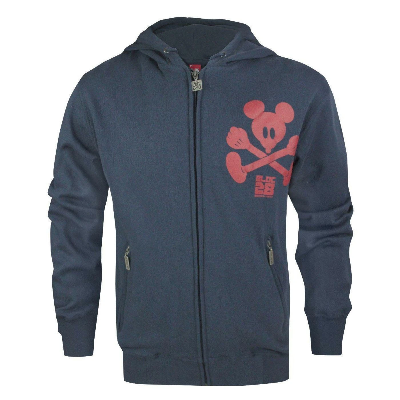 Bloc 28 Mens Mickey Mouse Crossbones Full Zip Hoodie (Blue) - NS8040