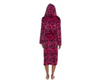 Wolf & Harte Panther Print Hooded Dressing Gown (Pink Print) - UT1636