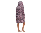 Wolf & Harte Zebra Print Hooded Dressing Gown (Pink/Black) - UT1637