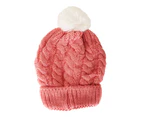 Womens Cable Knit and Pom Pom Beanie - Assorted - No