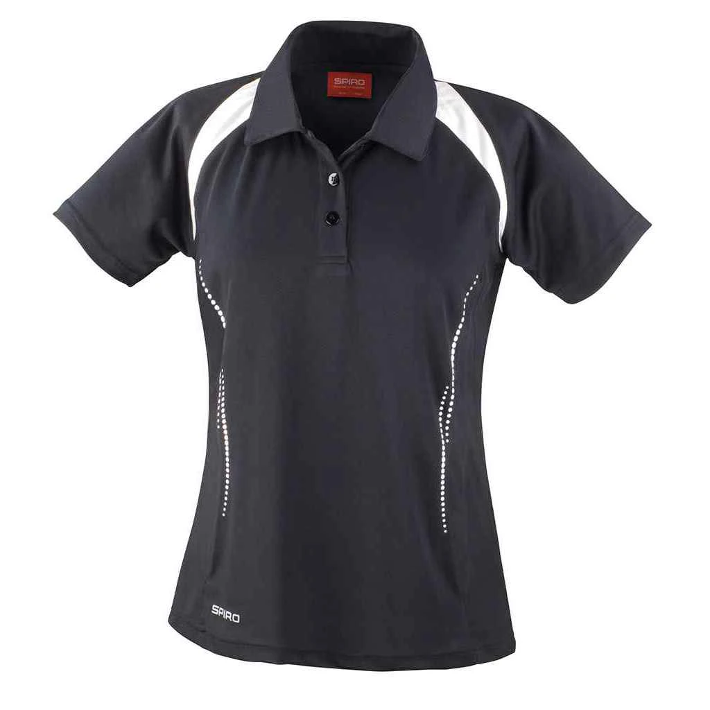 Spiro Womens Team Spirit Polo Shirt (Black/White) - PC6454