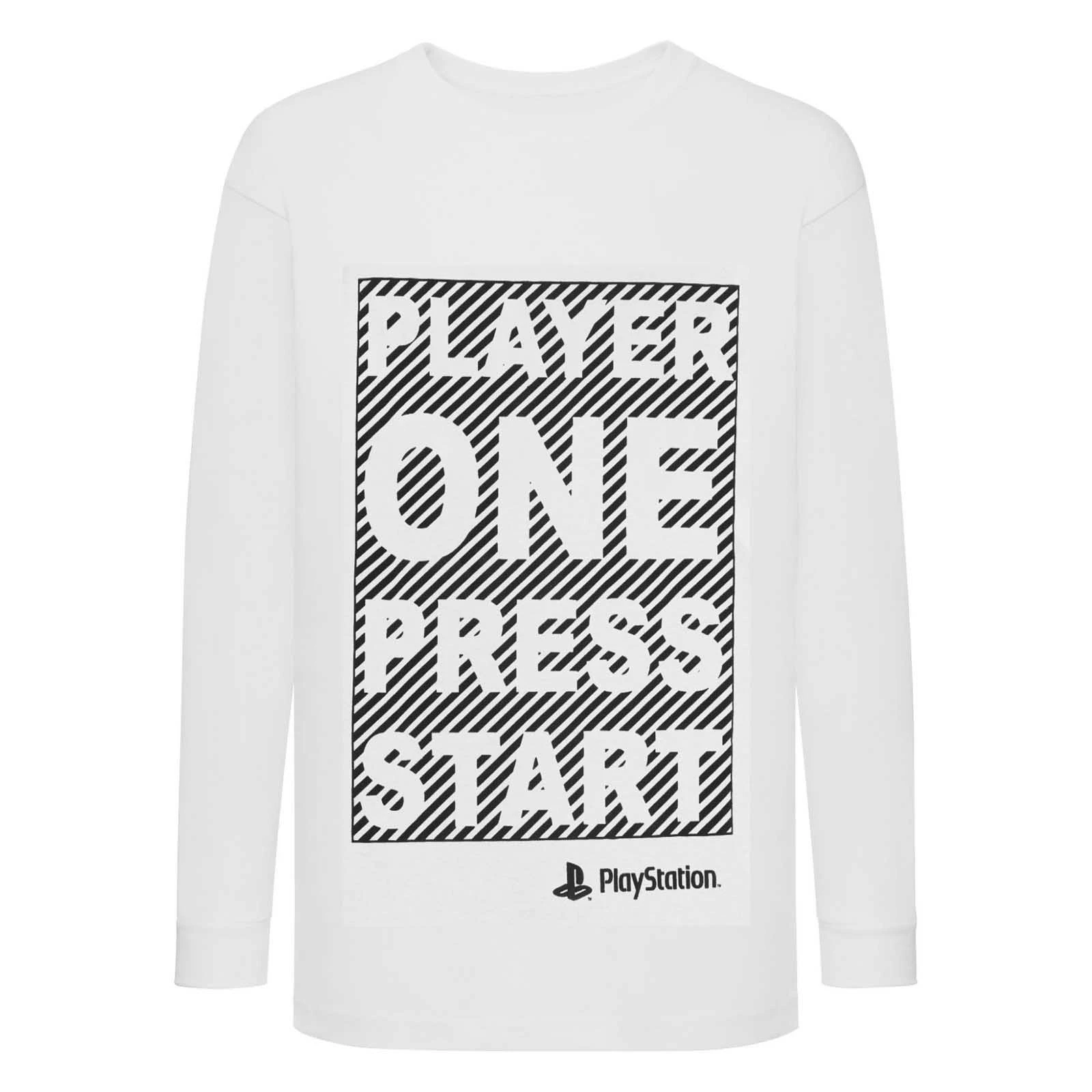 Playstation Girls Player One Press Start Long-Sleeved T-Shirt (White) - PG1779