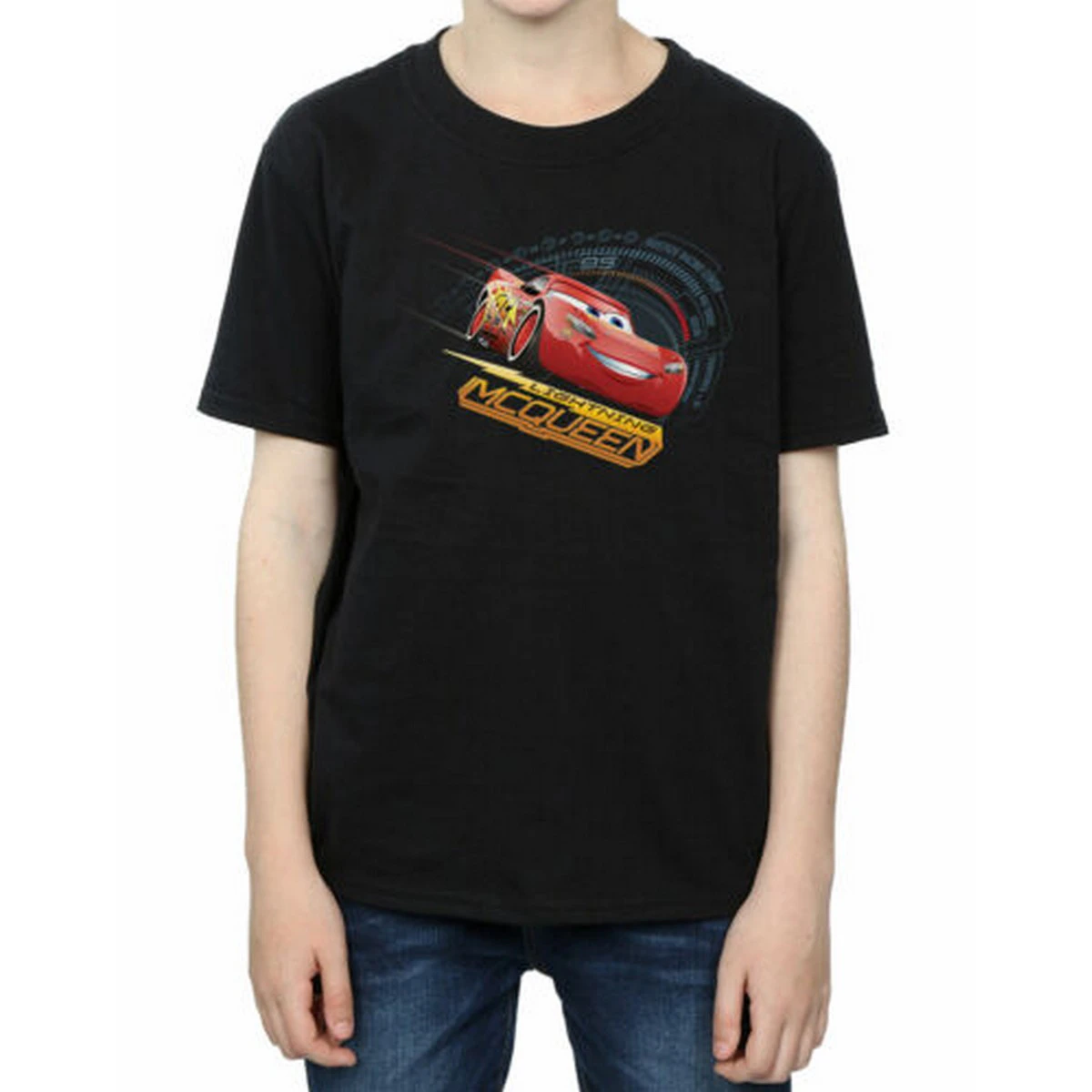 Cars Boys Lightning McQueen Cotton T-Shirt (Black) - BI1648