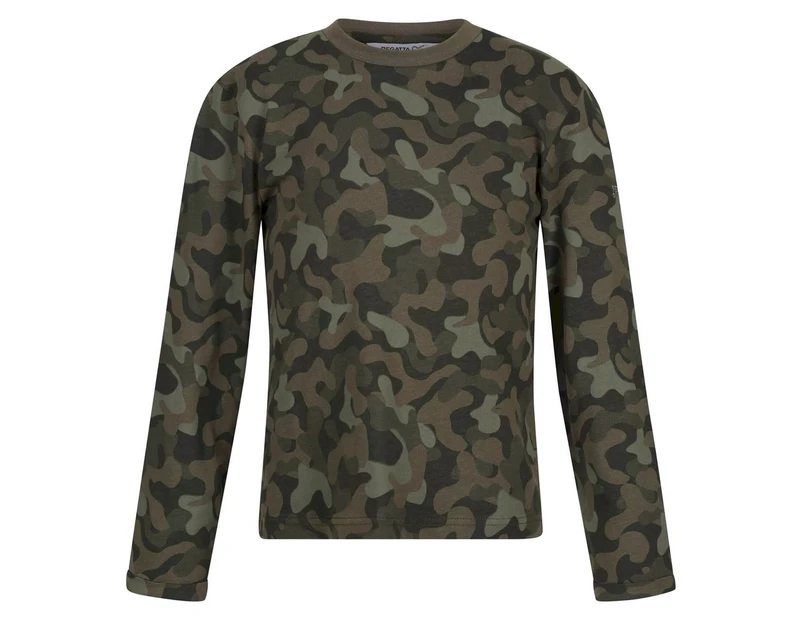 Regatta Childrens/Kids Wenbie III Camo Long-Sleeved T-Shirt (Dark Khaki) - RG8054