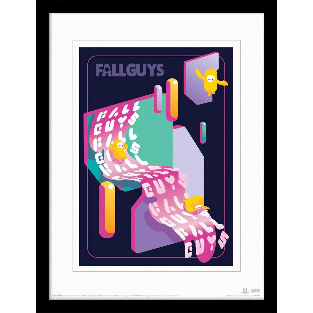 Fall Guys Sliding Calamity Framed Print (Navy Blue/White/Black) - PM6338