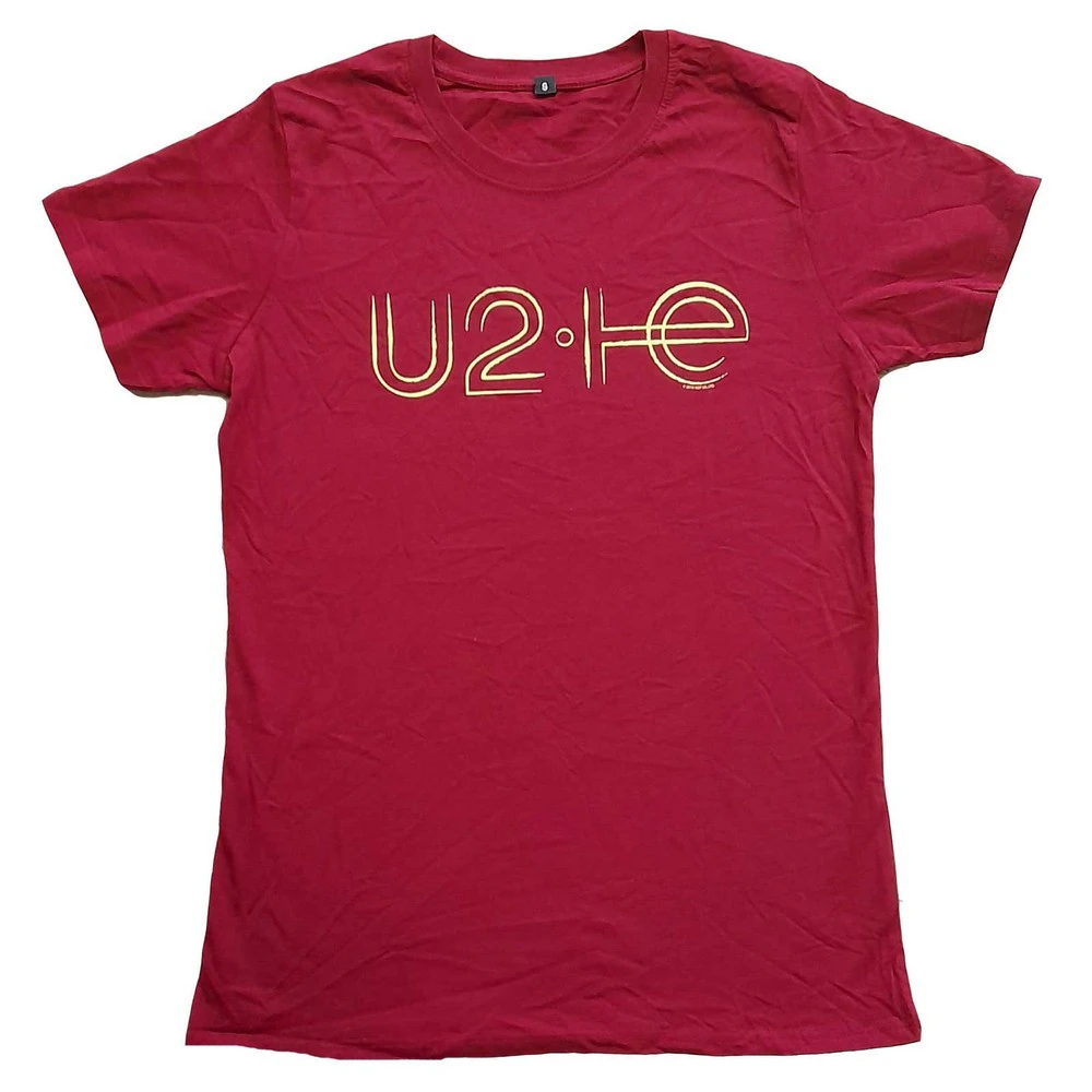 U2 Unisex Adult I+E 2015 Tour Dates T-Shirt (Maroon) - RO3360