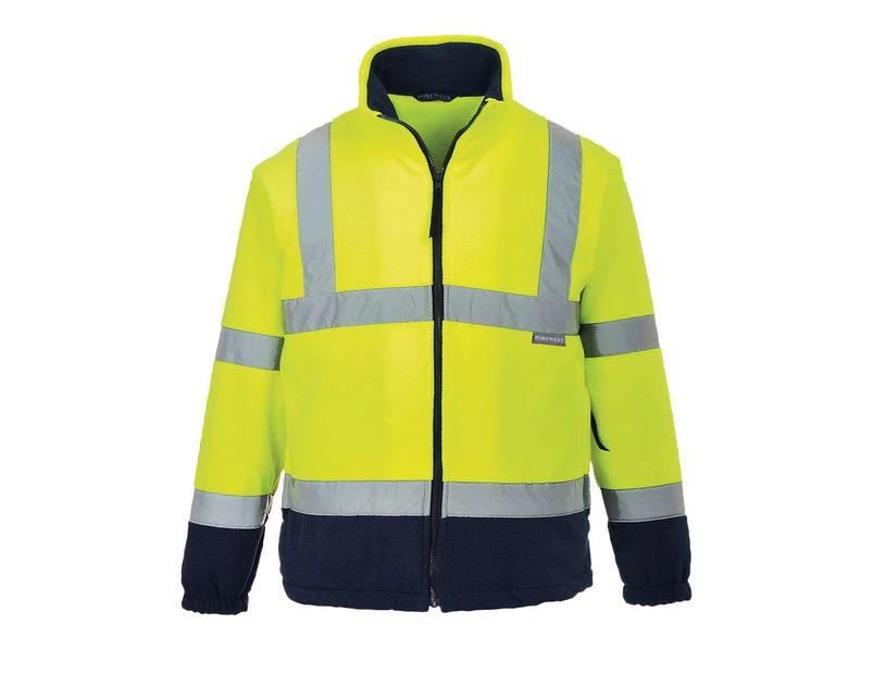 Portwest Mens Contrast Fleece Hi-Vis Coat (Yellow/Navy) - PW869