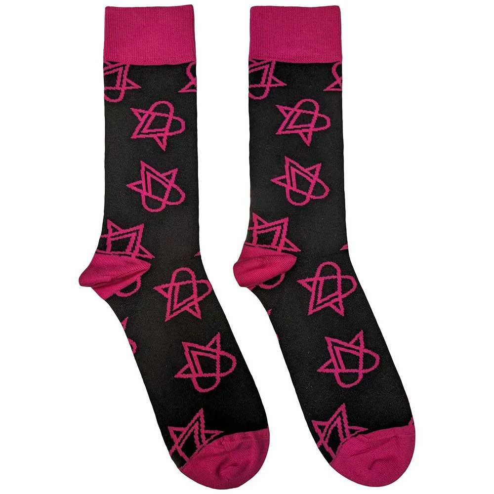 Him Unisex Adult Mini Heartagrams Socks (Black/Pink) - RO10888