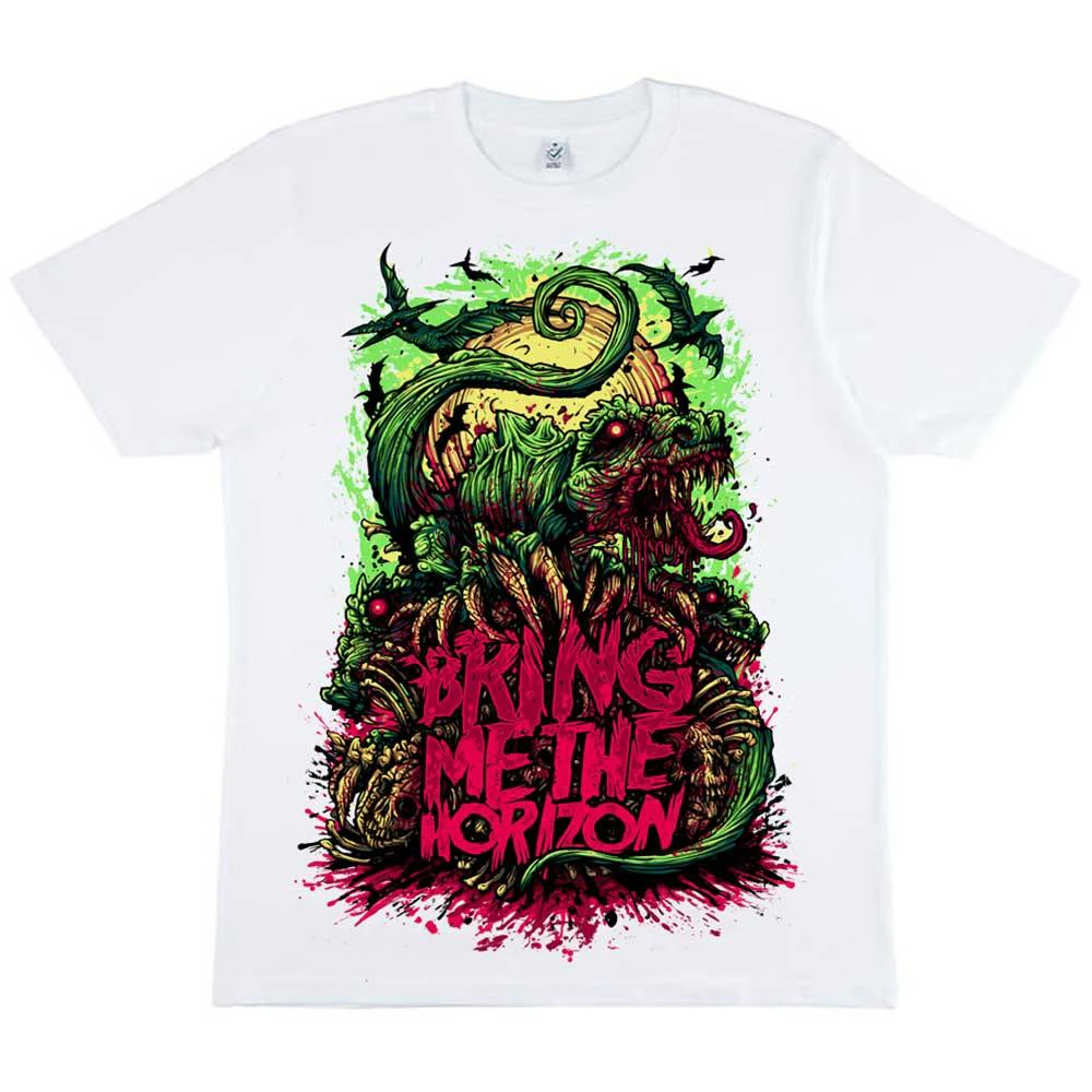 Bring Me The Horizon Unisex Adult Dinosaur Cotton T-Shirt (White) - RO3407