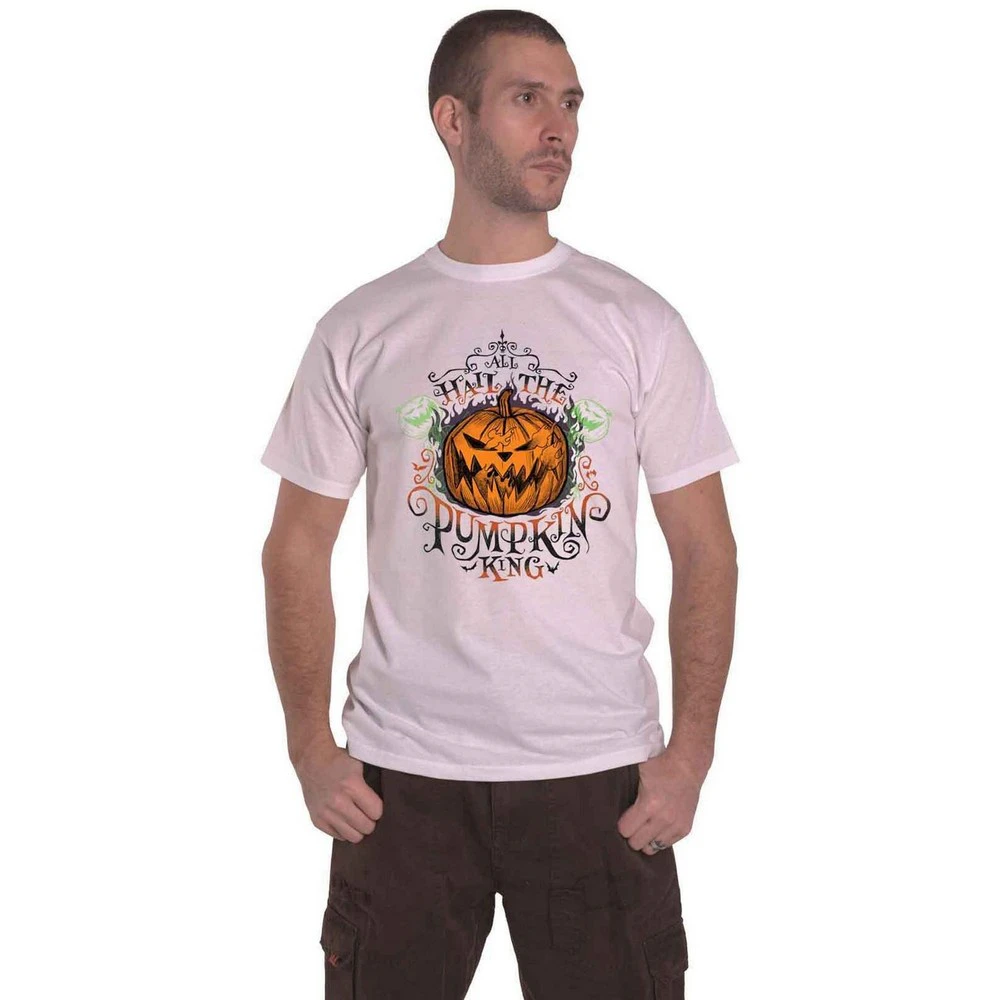 Nightmare Before Christmas Unisex Adult All Hail the Pumpkin King Cotton T-Shirt (White) - RO4349