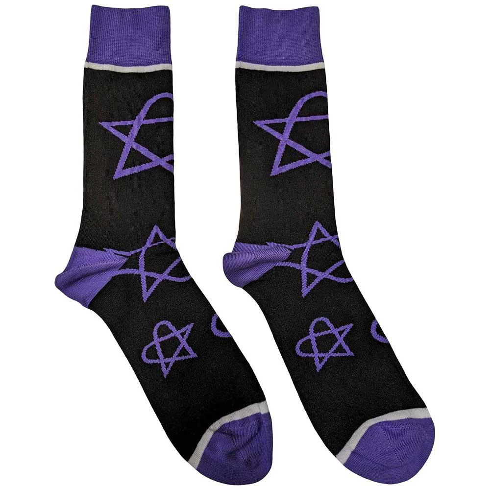 Him Unisex Adult Heartagram Socks (Black/Purple) - RO10890