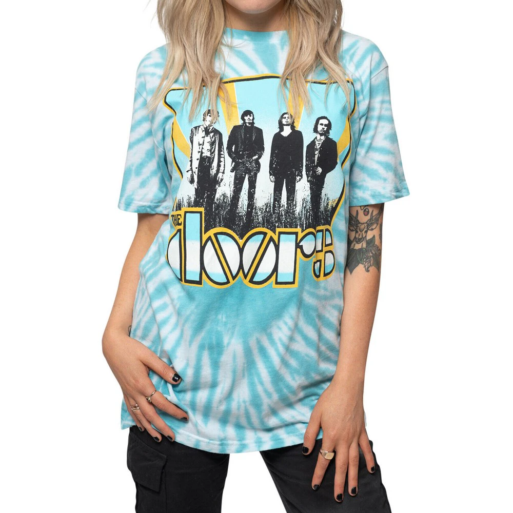 The Doors Unisex Adult Waiting For The Sun Tie Dye T-Shirt (Light Blue) - RO4918