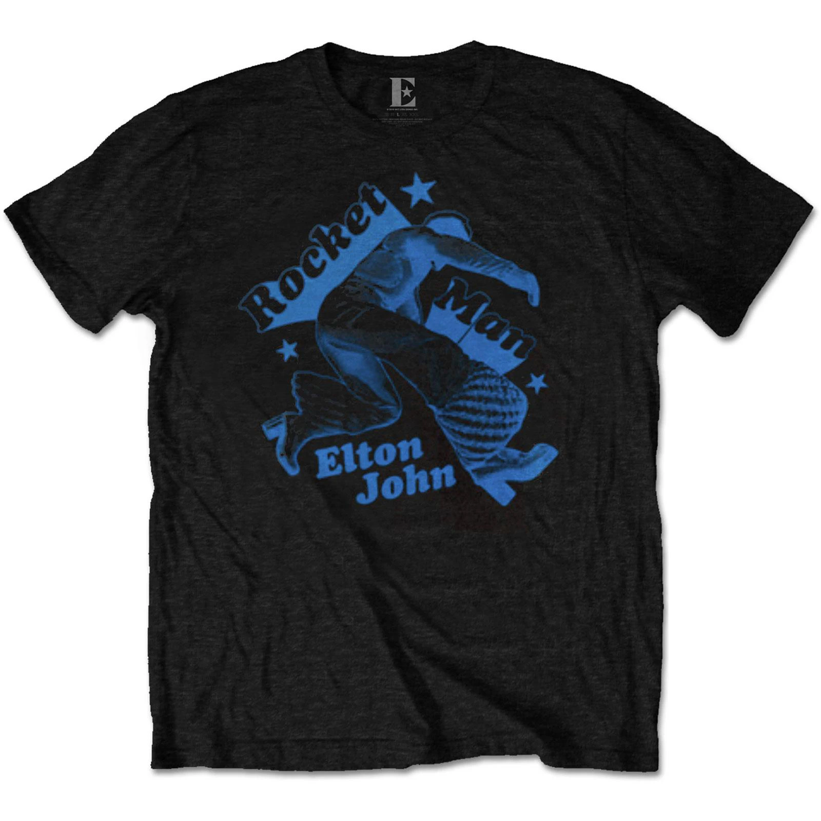 Elton John Unisex Adult Rocketman Jump Cotton T-Shirt (Black) - RO8620