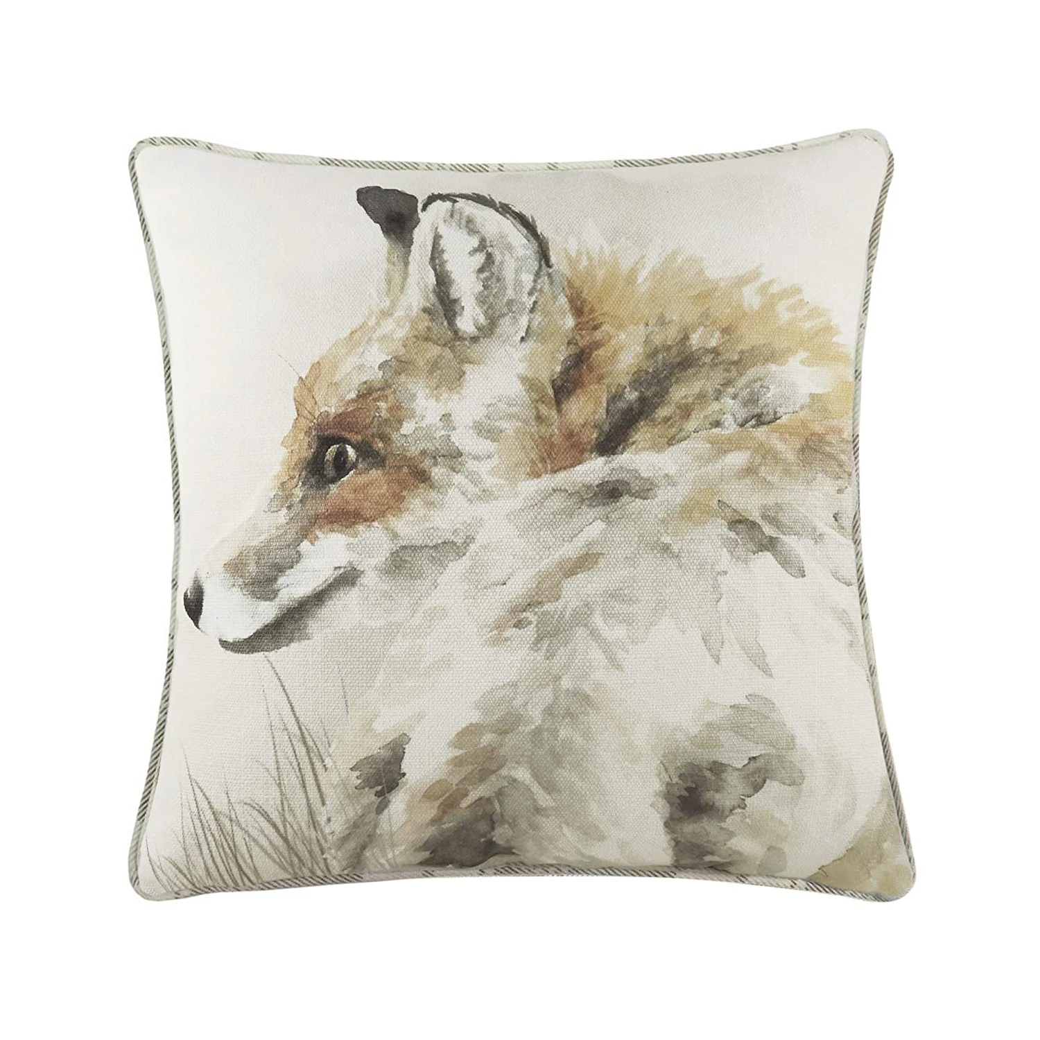 Evans Lichfield Watercolour Fox Cushion Cover (Off White/Brown/Orange) - RV1924