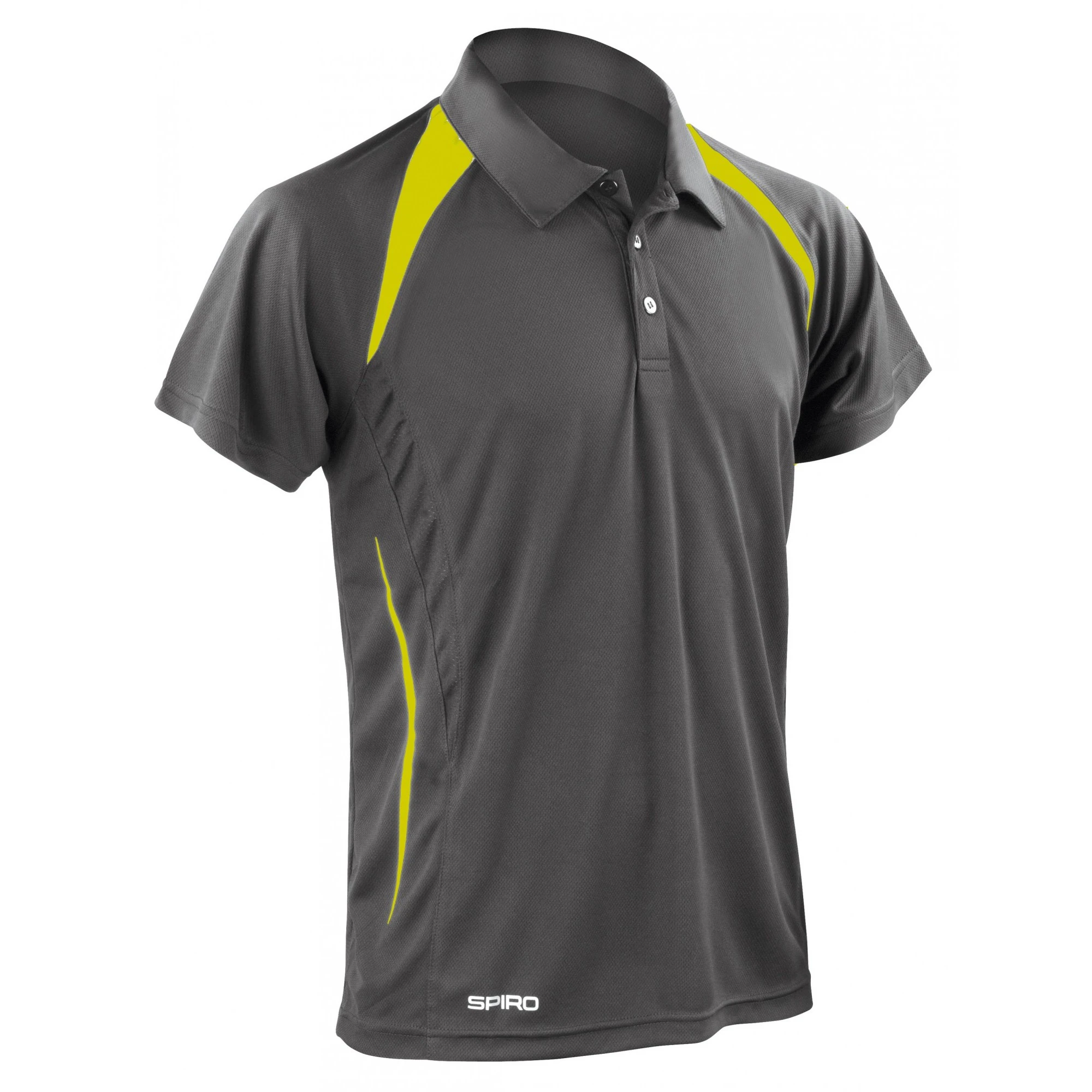 Spiro Mens Sports Team Spirit Performance Polo Shirt (Grey/Lime) - RW1470