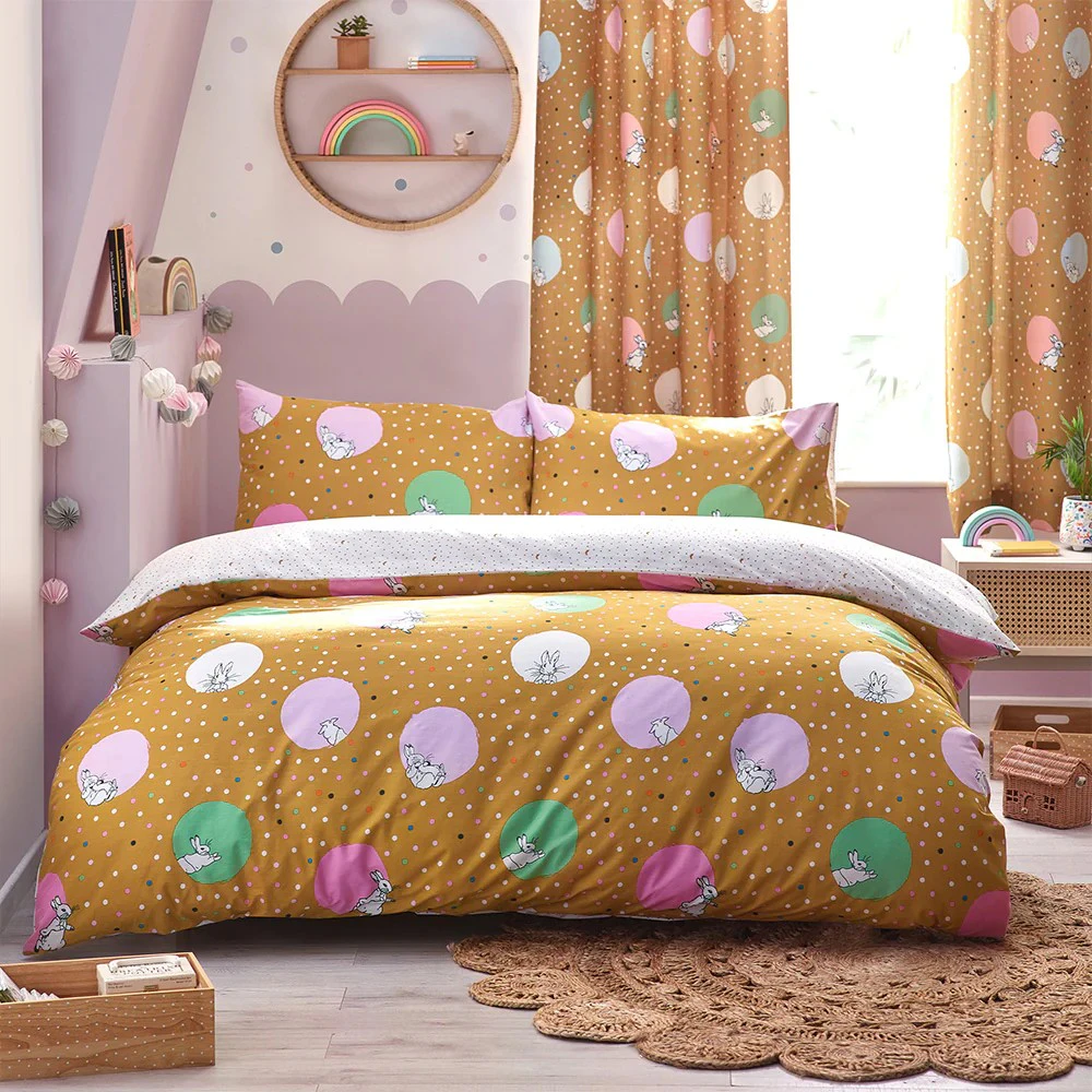 Peter Rabbit Polka Dot Fitted Bed Sheet (Ochre) - RV2898