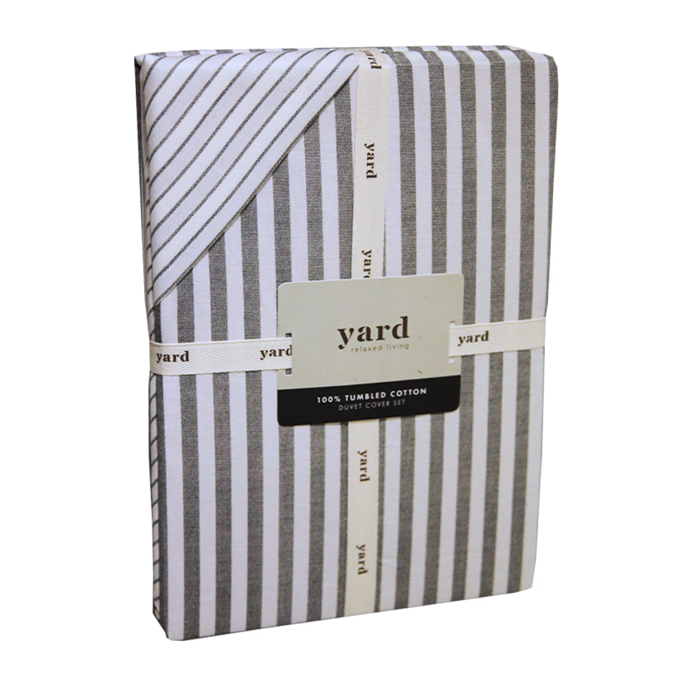 The Linen Yard Hebden Melange Stripe Duvet Cover Set (Grey) - RV2572