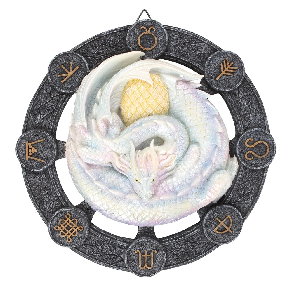 Anne Stokes Ostara Resin Dragon Plaque (White/Grey) - SD5184