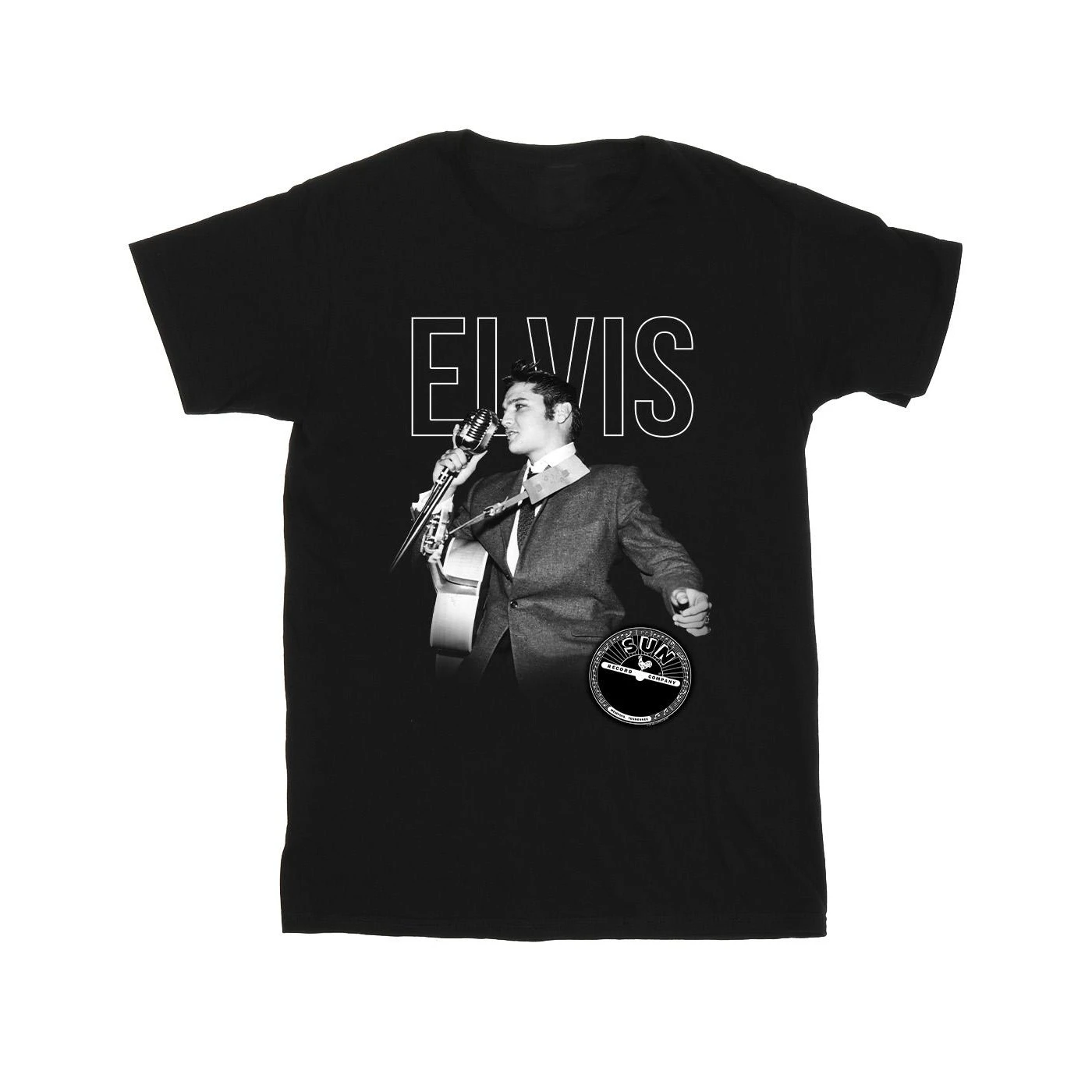 Elvis Mens Logo Portrait T-Shirt (Black) - BI44580