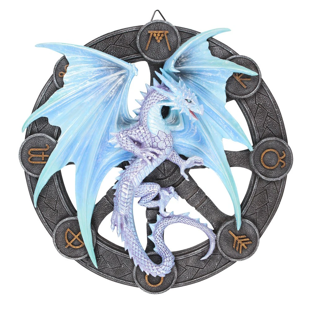 Anne Stokes Yule Resin Dragon Plaque (Grey/Blue) - SD5210