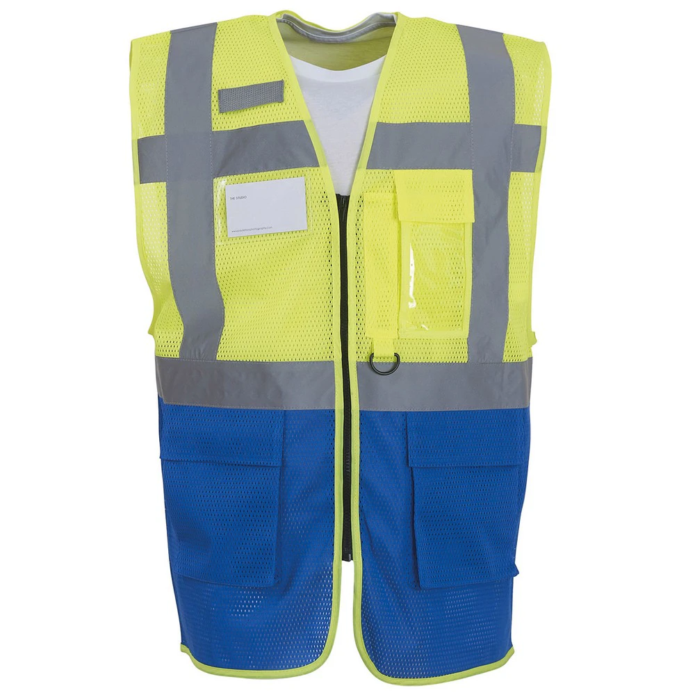 Yoko Mens Executive Mesh Hi-Vis Vest (Yellow/Royal Blue) - RW9240