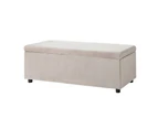 Artiss Storage Ottoman Blanket Box Table 97cm Velvet Taupe