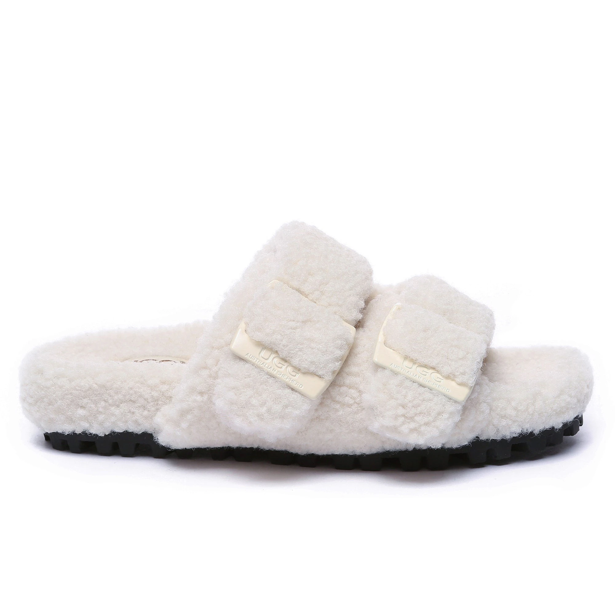 UGG Slippers Women Adjustable Buckle Sandal Slides Ella - Ivory