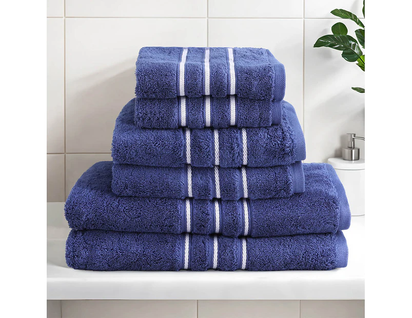 6 Pack Bath Towels Set Cotton Towel Navy