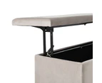 Artiss Storage Ottoman Blanket Box Table 97cm Velvet Taupe