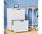 Artiss Filing Cabinet Files Storage Office Shelves File Organiser White 2 Drawer