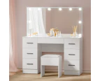 Artiss Dressing Table Set Stool 10 Led Bulbs White Debbie