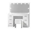 Artiss Dressing Table Set Stool 10 Led Bulbs White Debbie