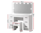 Artiss Dressing Table Set Stool 10 Led Bulbs White Debbie