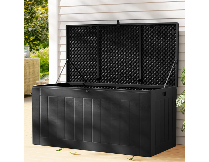 Gardeon Outdoor Storage Box 830L Container Lockable Bench Tool Shed All Black